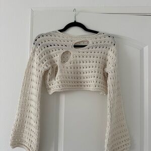 Cream Off the Shoulder Crochet Top